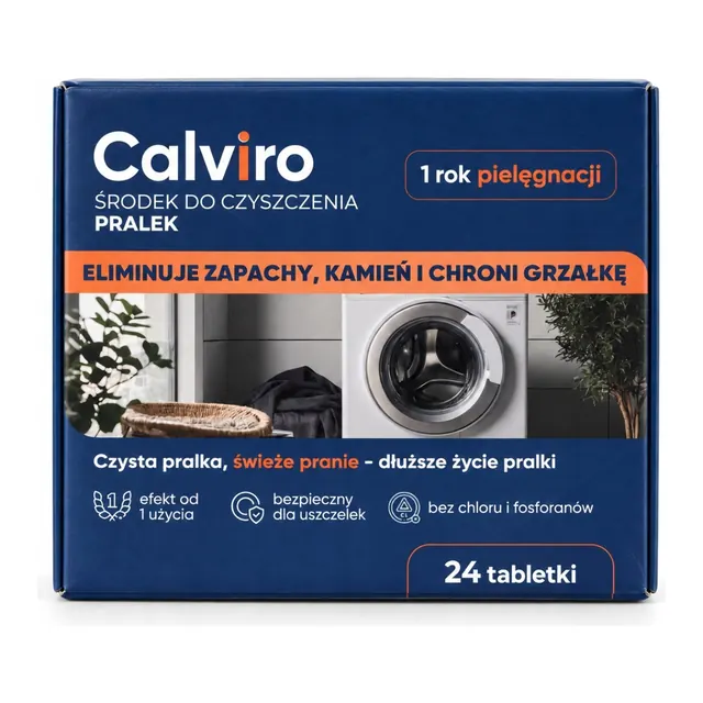 Pudełko Calviro, środek do czyszczenia pralek, 24 tabletki