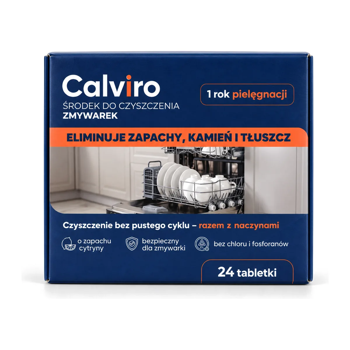 Pudełko Calviro, tabletki do czyszczenia zmywarki, 24 tabletki